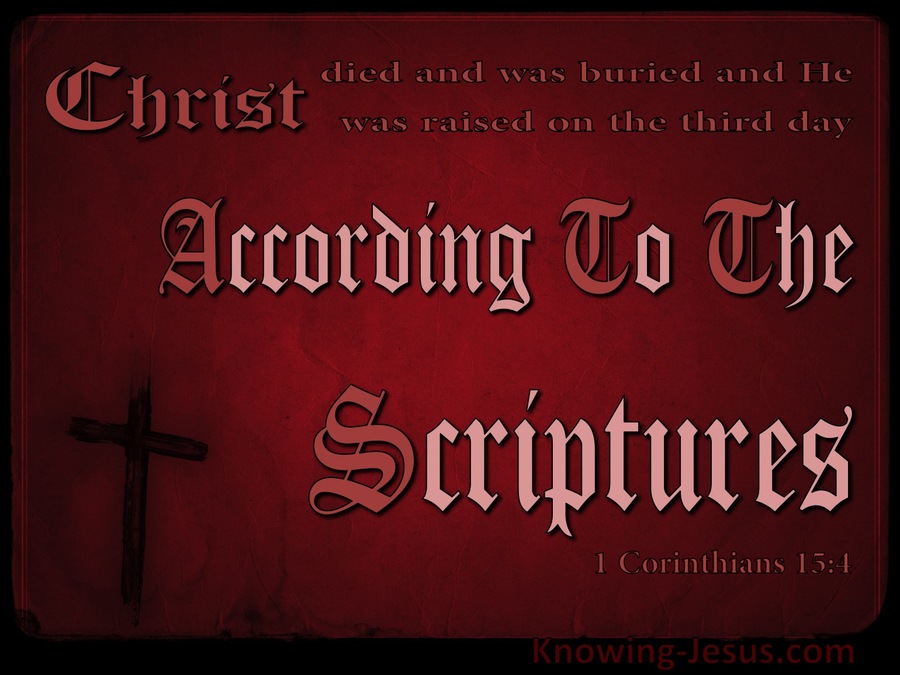 1 Corinthians 15:4 He Was Buried And Raised (red)